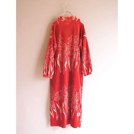 70〜80s "finnwear" floral pile midi dress