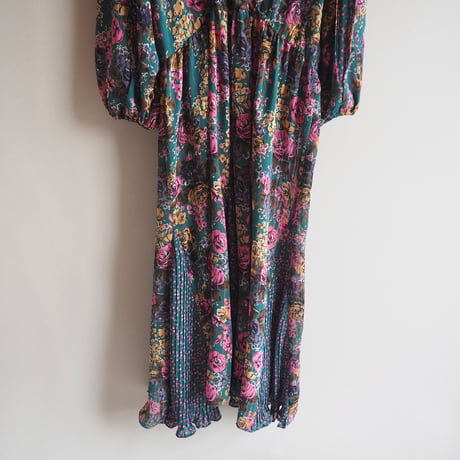 80s "Diane Freis × Neiman Marcus"  dot floral special maxi dress