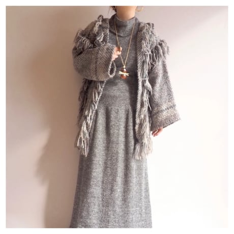 80s "GIL AIMBEZ STATIC" fringe design knit jacket