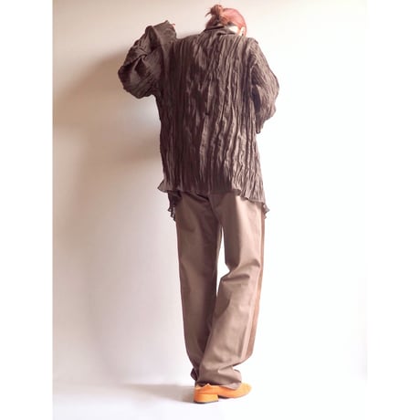 vintage semi sheer ruffle crease blouse