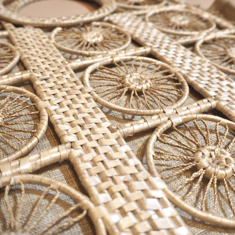 boho rattan square × circle bag