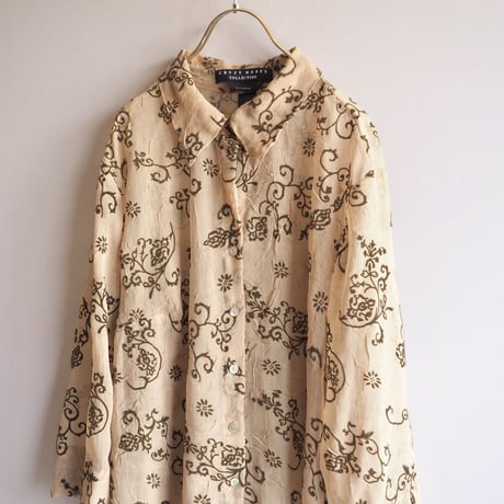 "crazy horse" abstract crinkle sheer blouse