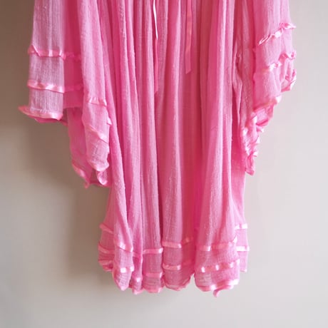 vintage Greece pink gauze blouse