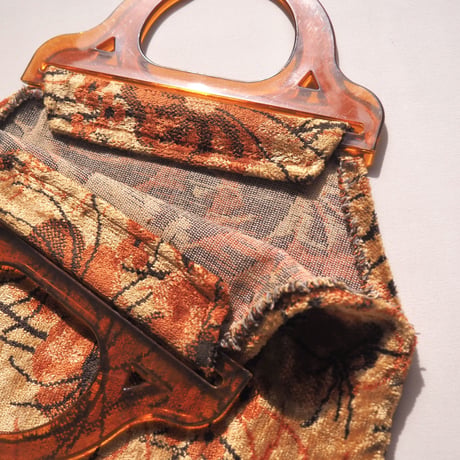 60〜70s plastic handle tapestry bag