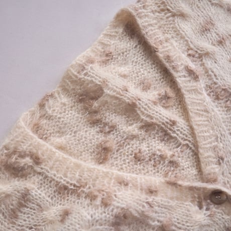 vintage nep yarn fuzzy cable cardigan