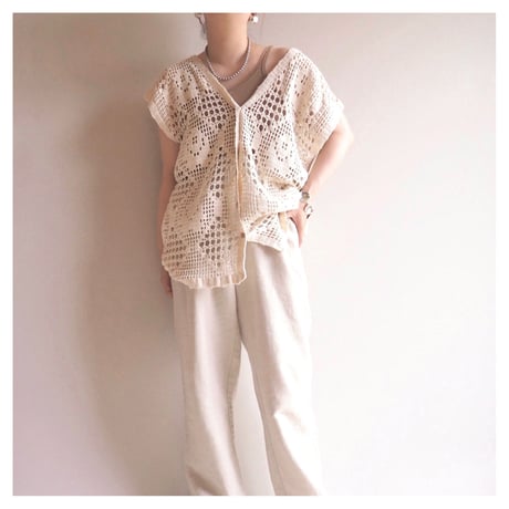 vintage floral crochet vest
