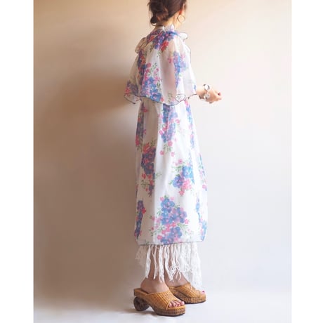 70s "HOGEVEEN" sheer floral midi dress