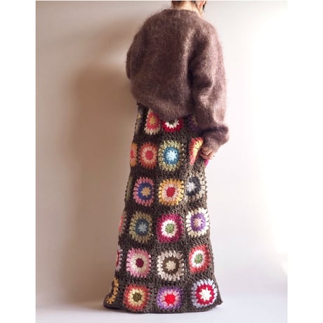 original remake granny square maxi skirt