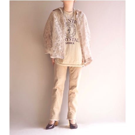 "Notations" floral sheer blouse