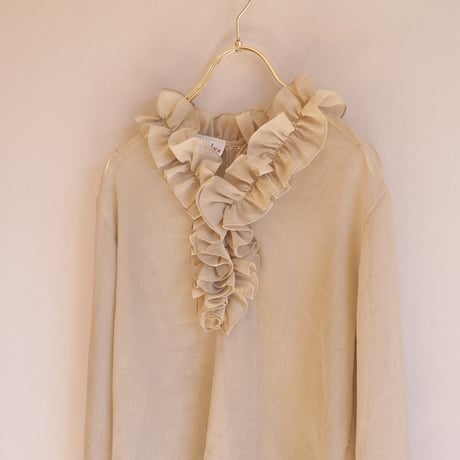 70s made in Ireland sheer ruffle blouse