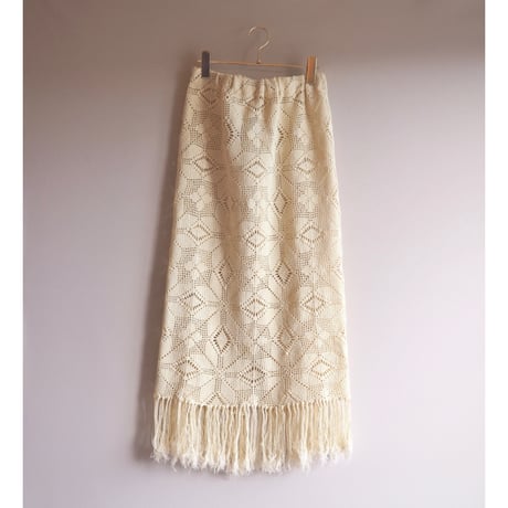 original remake crochet fringe maxi skirt