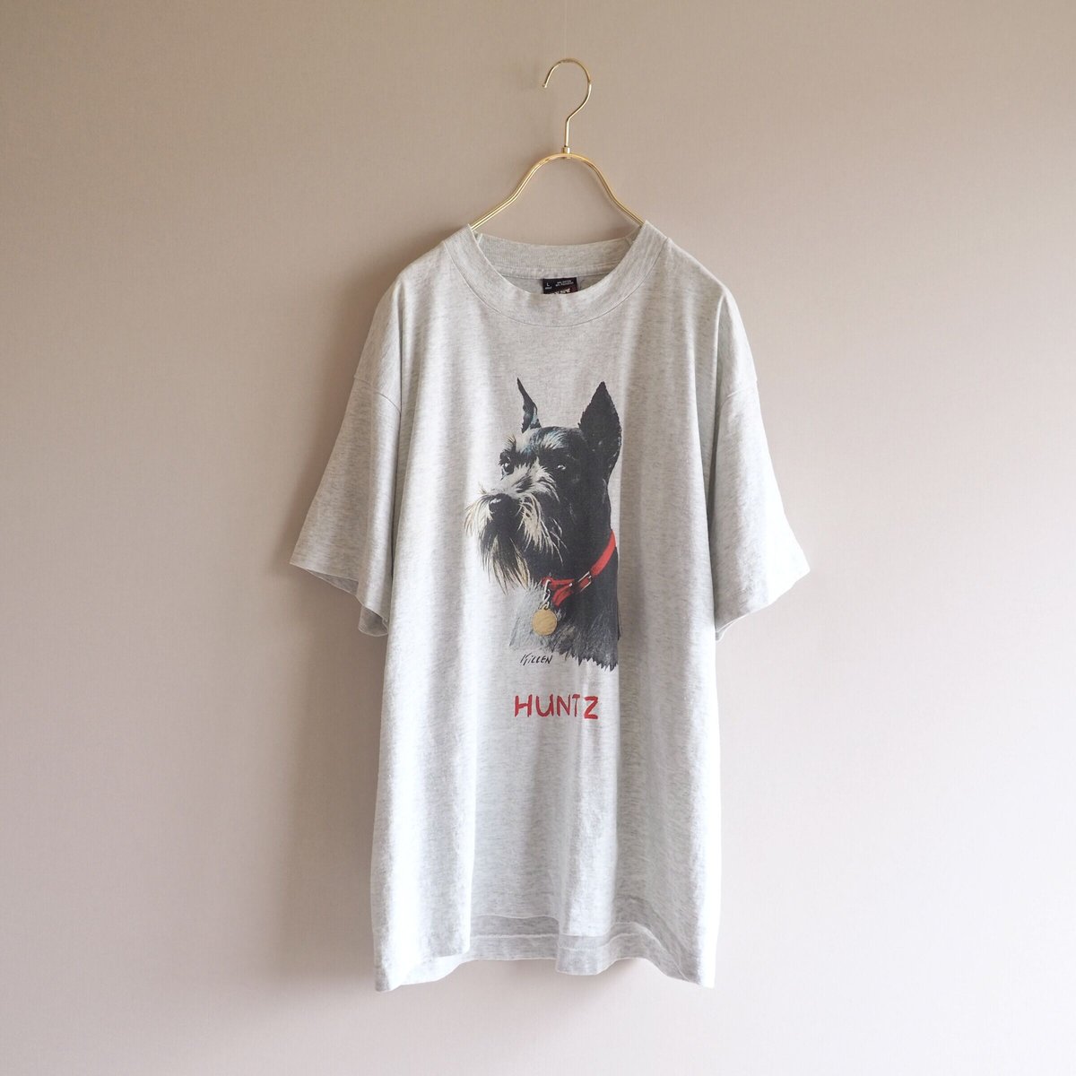 90s henryneck long t-shirt dog fullprint