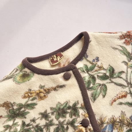 vintage floral piping cardigan