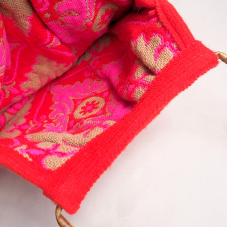 70s bamboo handle tapestry bag