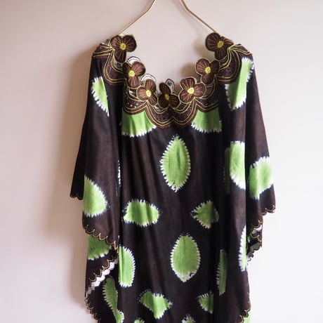 vintage african batik floral kaftan dress