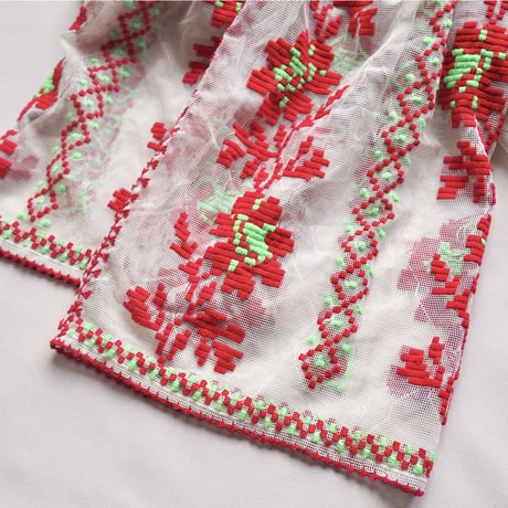 50〜60s romanian sheer embroidered blouse