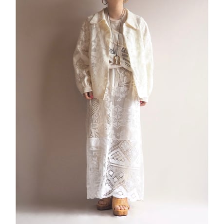 original remake lace patchwork maxi skirt 【A】