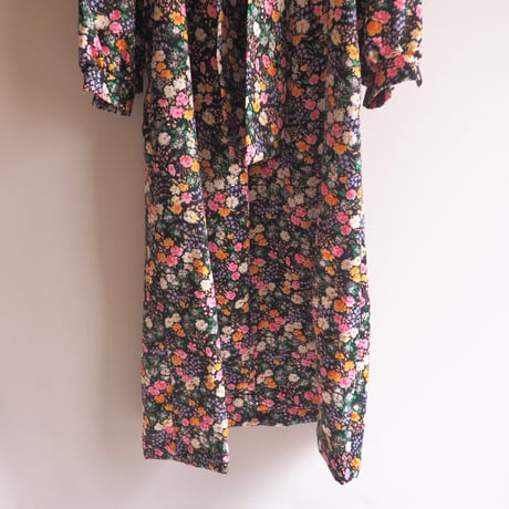 70〜80s "atkins" floral bowtie maxi dress