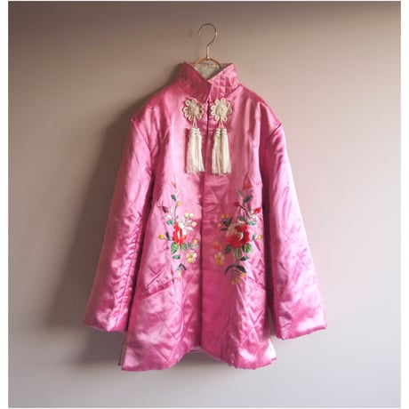 50〜60s chinese embroidered quilt jacket (pink)