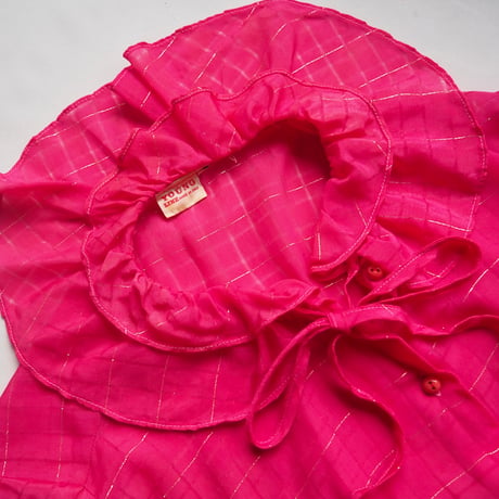vintage plaid sheer ruffle blouse