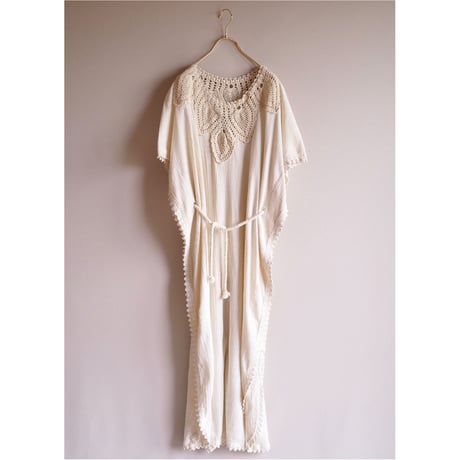 70s crochet kaftan maxi dress