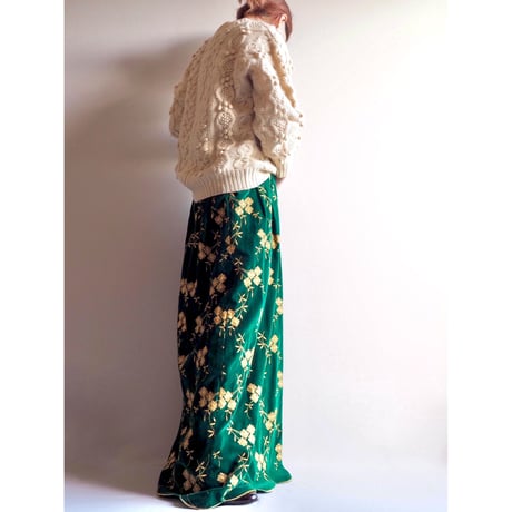 60s velvet floral embroidered maxi skirt