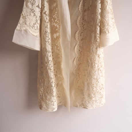vintage no collar lace sheer robe