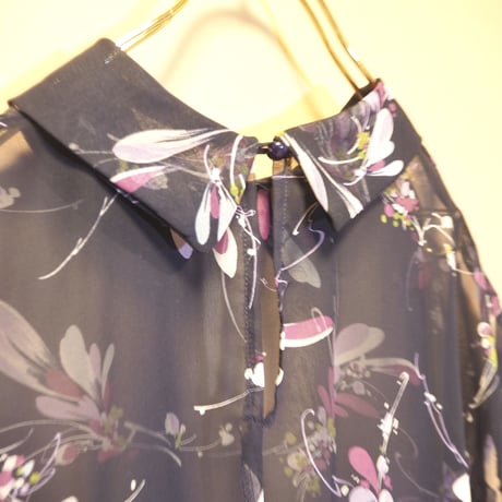 vintage navy sheer print dress