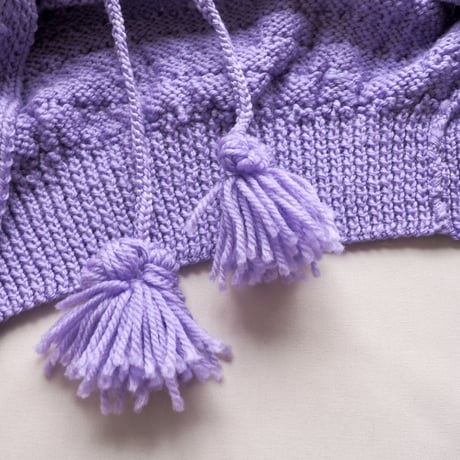 60〜70s  hand knitted balloon sleeve cardigan