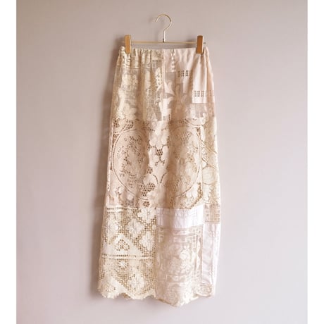 original remake lace patchwork maxi skirt 【C】