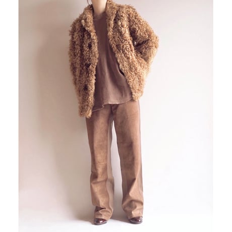 vintage curly lamb fur jacket