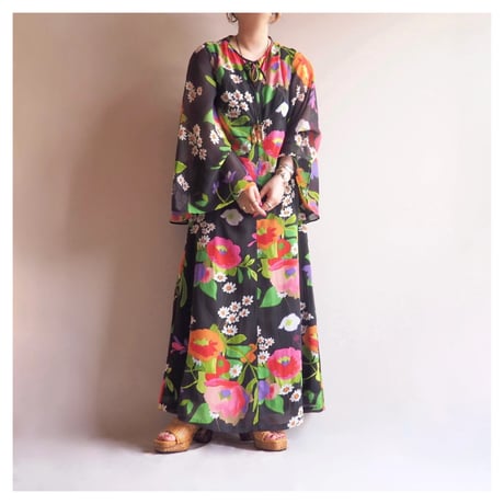 70s "Emiliana Wendel" floral sheer maxi dress