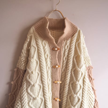 vintage bi color cable design cardigan