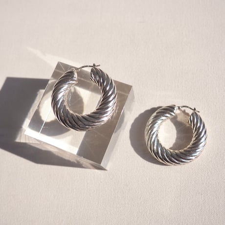 vintage silver925 chunky swirl hoop earrings