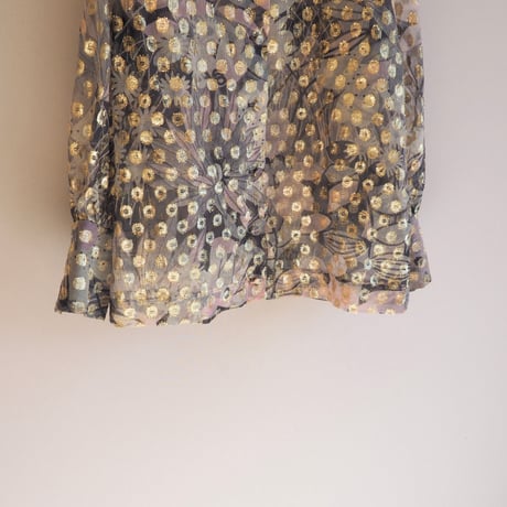 60〜70s "Contessa Monique by Florence Alper" metallic floral blouse