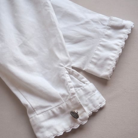 70s〜 puff sleeve cutwork lace folk blouse