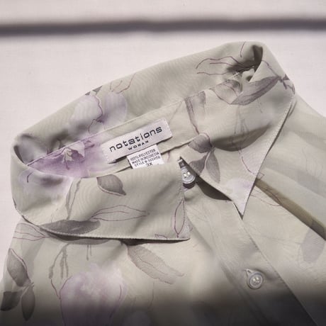 "notations" sheer floral oversized blouse