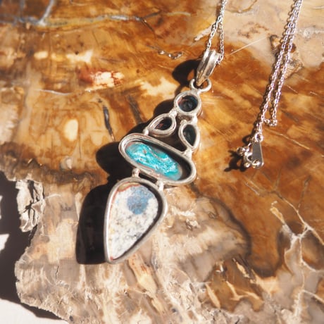 vintage multi stone design silver925 necklace