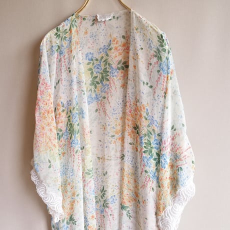 vintage floral lace sheer robe