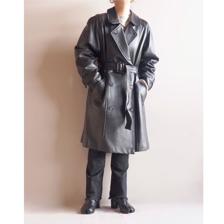 vintage black lamb leather coat