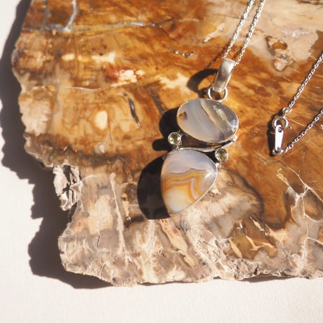 vintage multi stone design silver925 necklace
