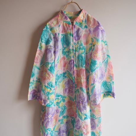 70s "Saybury" quilted floral house maxi dress