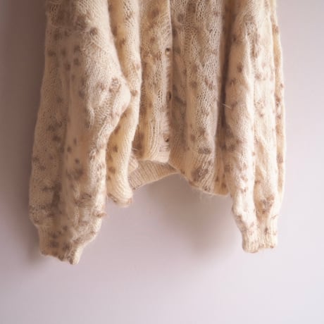 vintage nep yarn fuzzy cable cardigan