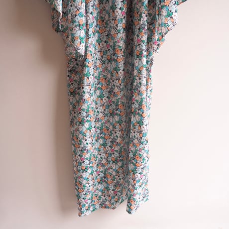 80s〜 flare sleeve floral maxi dress