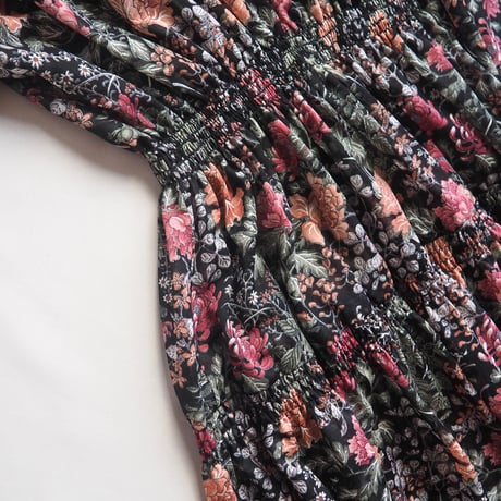 70s〜 floral semi sheer midi dress