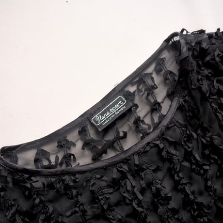 made in W.Germany ribbon design sheer blouse