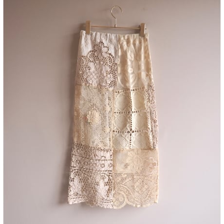 original remake lace patchwork maxi skirt 【E】