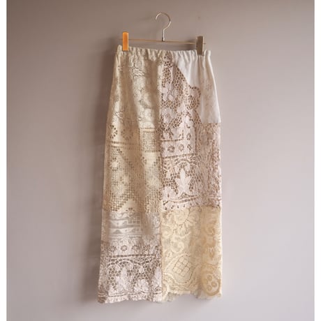 original remake lace patchwork maxi skirt 【D】
