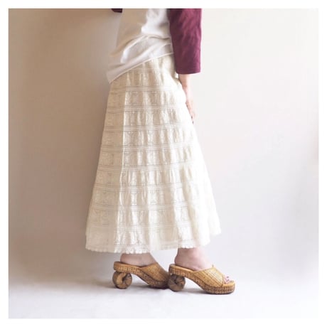 vintage floral crochet midi skirt
