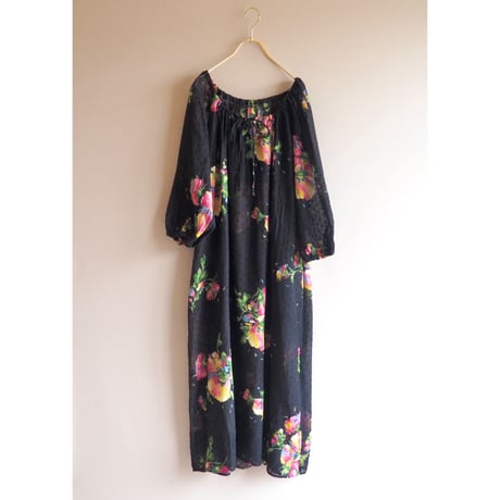 80〜90s floral sheer maxi dress